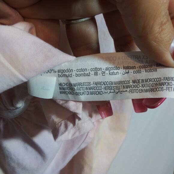 Zara Pink Tie Dye Puff Sleeve Button-Up Women's Blouse Crop Top Size Small - Picture 11 of 12